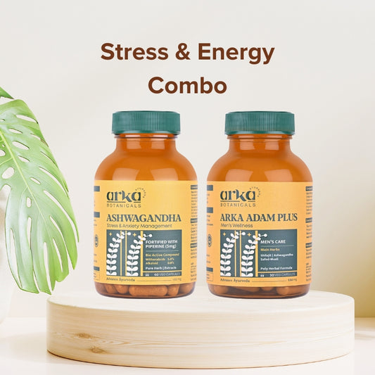 Men's Wellness & Vitality, Shilajit, Ashwagandha & Safed Musli, fornt side.